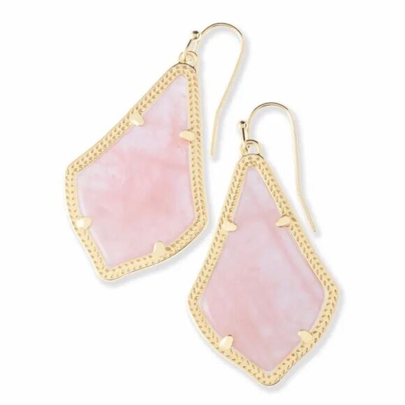 Retired Kendra Scott Alex Gold dangle earrings in Rose Quartz - Picture 1 of 16